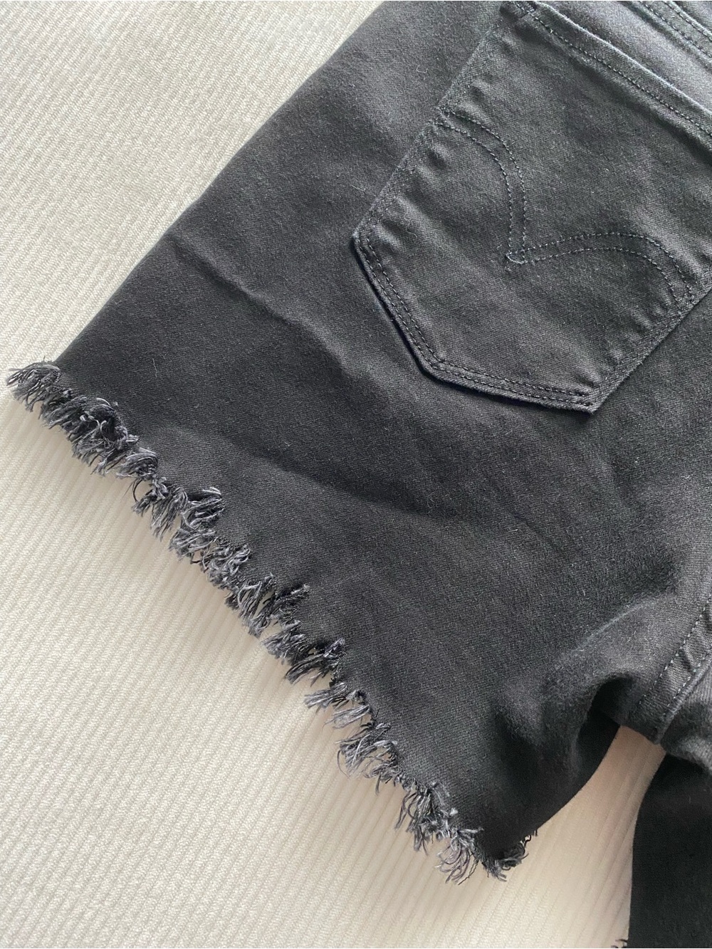 Levi's Black Frayed Hem Denim Shorts - Picture 6 of 10